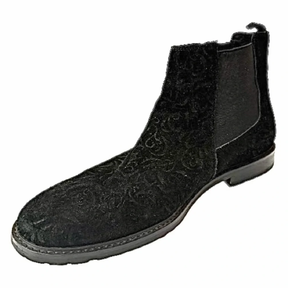 Robert Graham Woodman Boots Black Floral Suede Mens Size 13 Designer